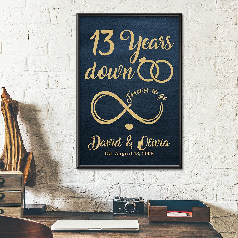 Personalized Names & Date 13Th Wedding Anniversary Gifts Poster For Couple, Husband & Wife, Her, Him