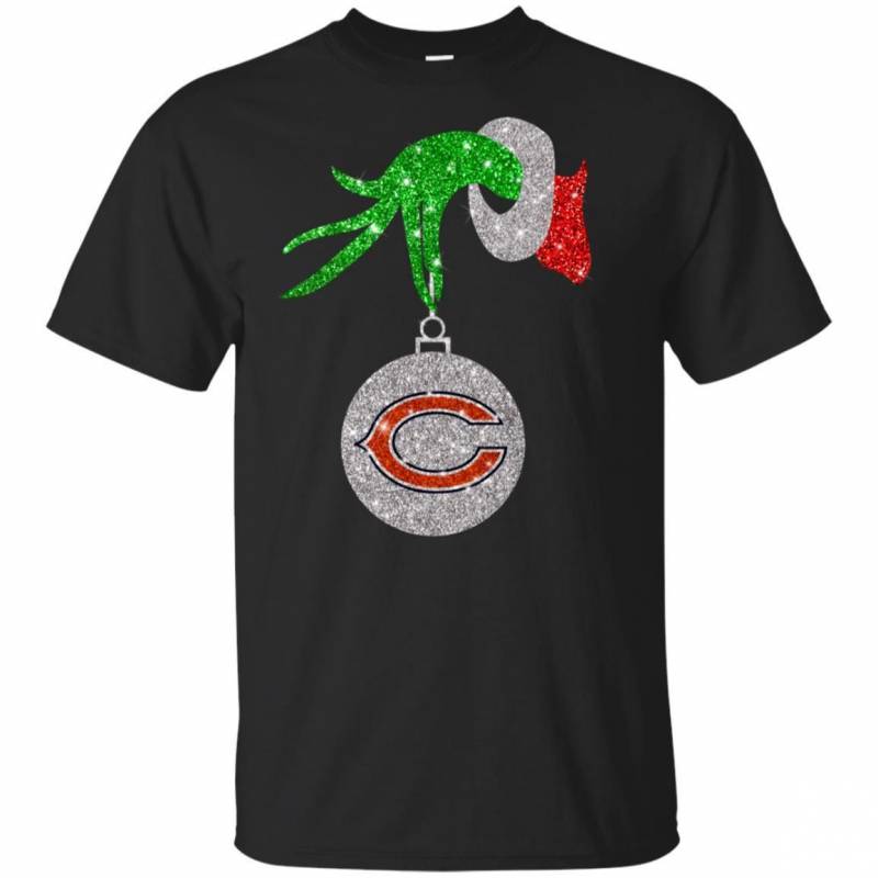 Chicago Bears Glitter Grinch Monogram Ornament Christmas Gift Youth T-Shirt