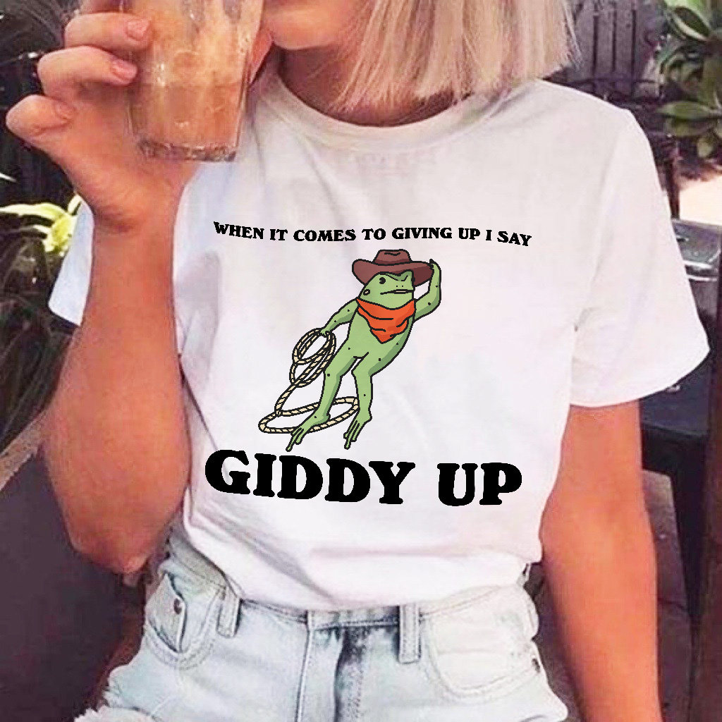 Cowboy Frog Tshirt, Funny Western Froggy Shirt, Cottagecore Froggy Tee, Giddy Up UNISEX T-shirt, Toad Shirt, Frog Lover shirt, Retro Tee