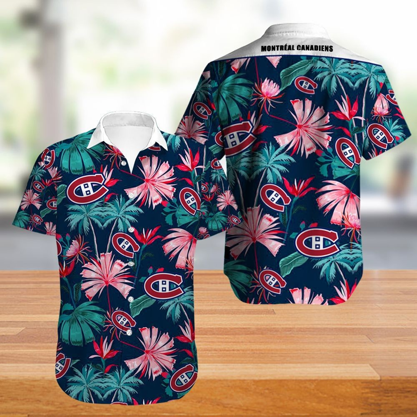 Montreal Canadiens Hawaii Shirt Big Floral Button Up Ha5134