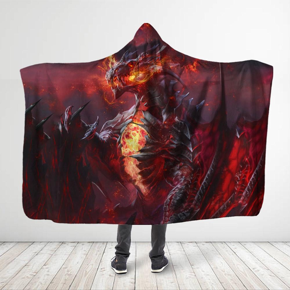 ViticStore™ Fire Dragon Legend – 3XL red 3D all over printed hooded blanket for dragon lovers