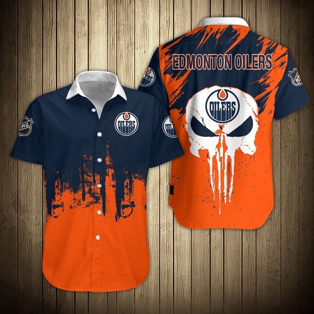 Edmonton Oilers Shirts 3D Graffiti Skulls Design Gift S