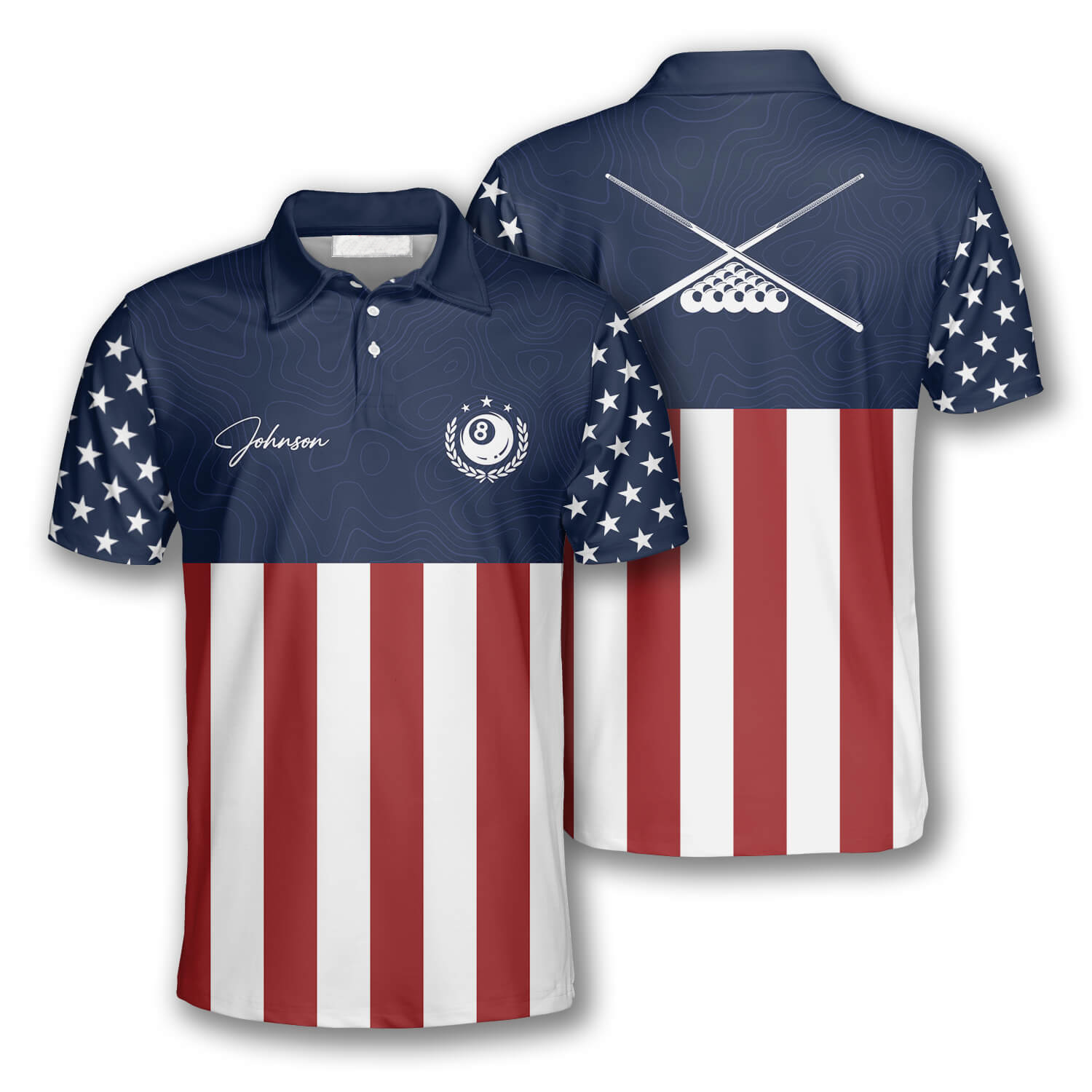 3D All Over Pint Billiard American Flag Navy Custom Billiard Shirts For Men, Flag Shirt, Billiard Shirt