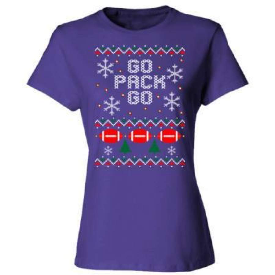 AGR Go Pack Go Ugly Christmas Sweater Xmas – Ladies’ Cotton T-Shirt