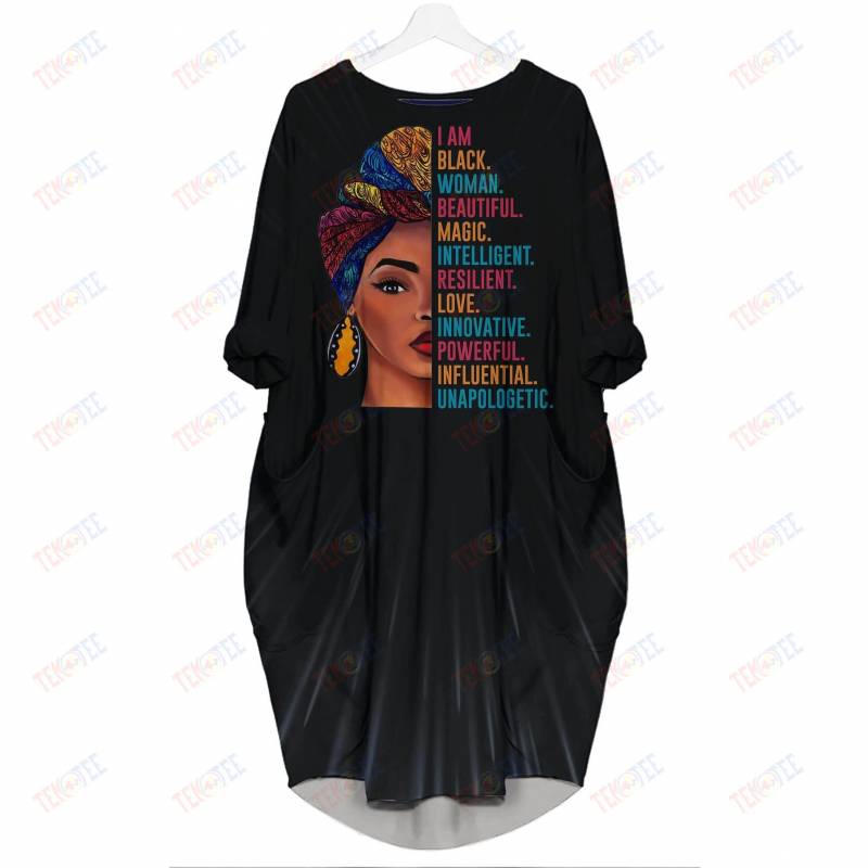 Temotee African Dress 33 – I Am Black Woman Beautiful Magic Intelligent 3D Dress Afro Girl Shirt African American Woman Gift Idea TMT1365