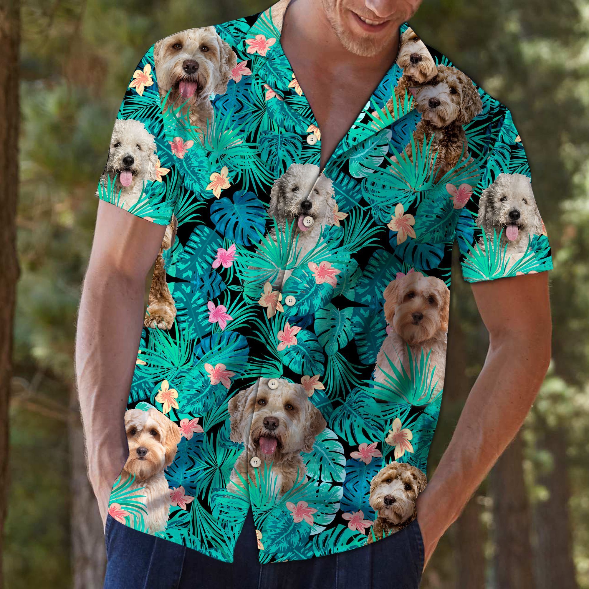 Labradoodle Tropical Blue Unique Design Unisex Hawaii Shirt For Men And Women Ha39733