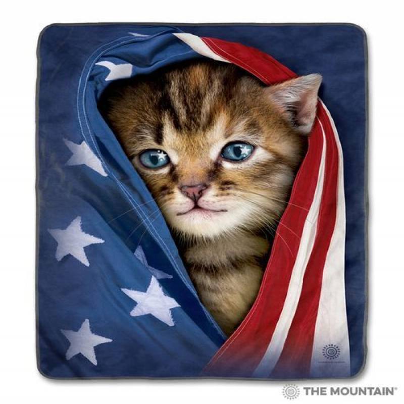 Patriotic Kitten CLA1712420F Sherpa Fleece Blanket