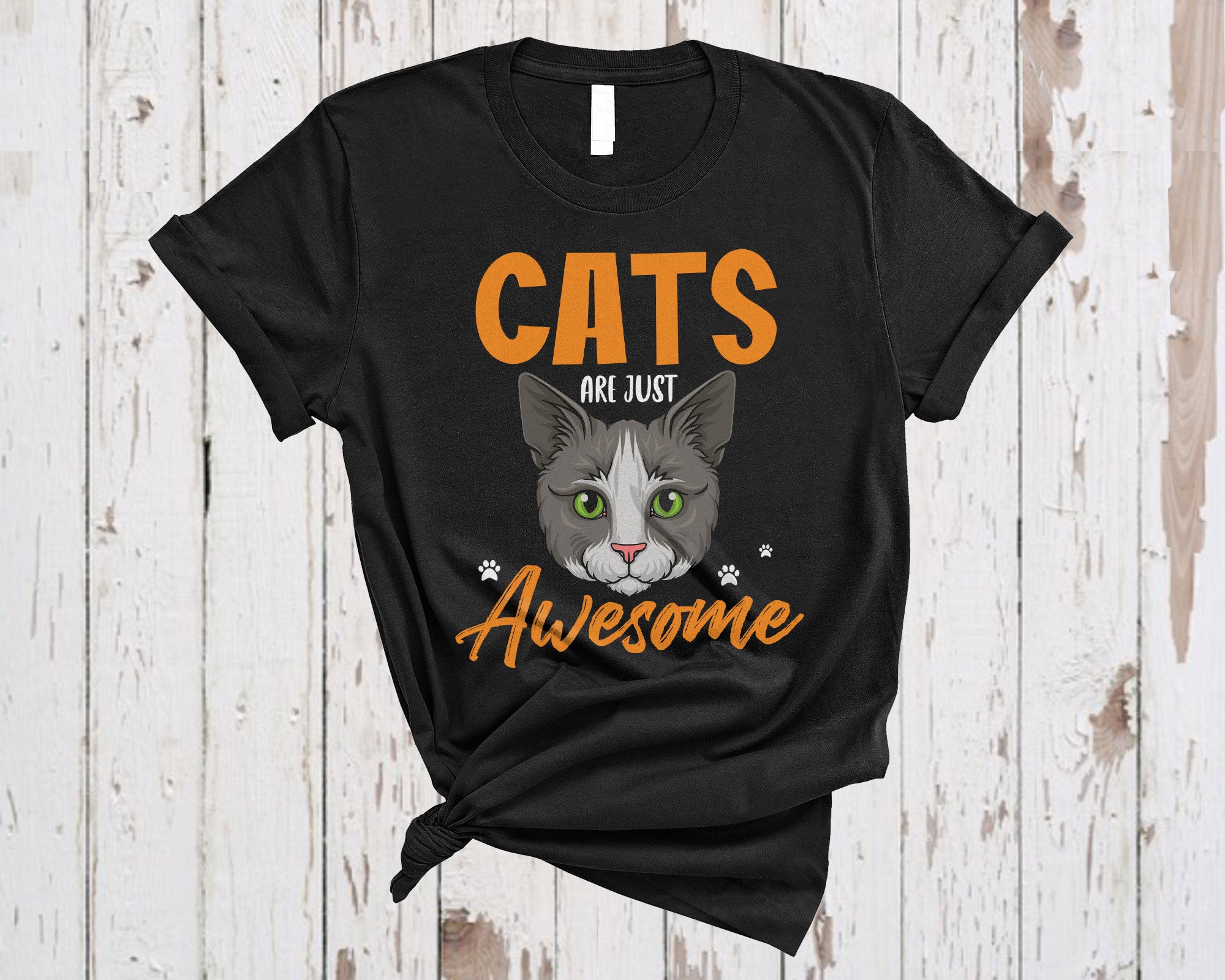 Cat Lover Shirt Cats Are Just Awesome Cute Cat Face Kitten Pet Nerd Lover Gifts T-Shirt