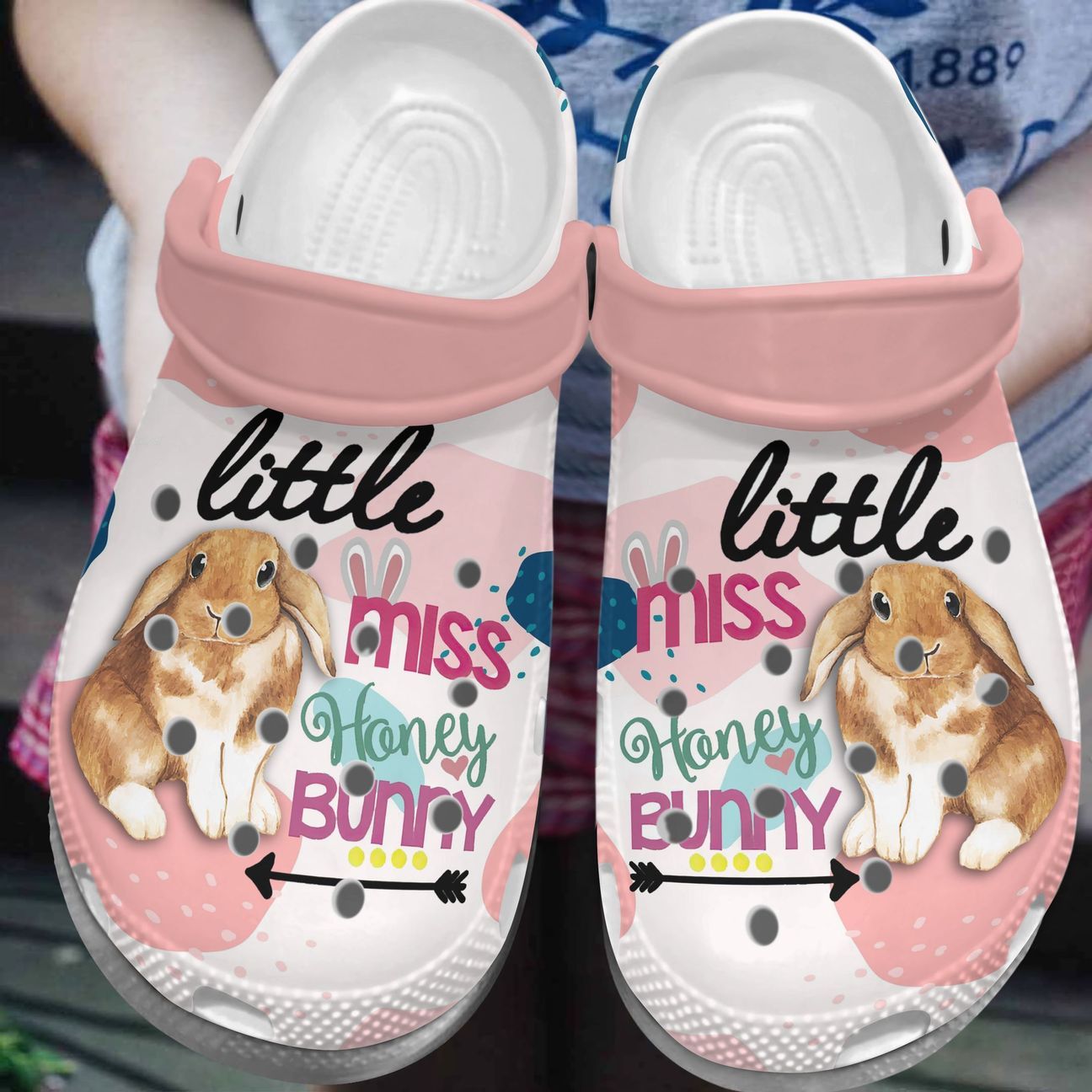 Rabbit Personalized Clog, Custom Name, Text, Color, Number Fashion Style For Women, Men, Kid, Print 3D Little Miss Honey Bunny