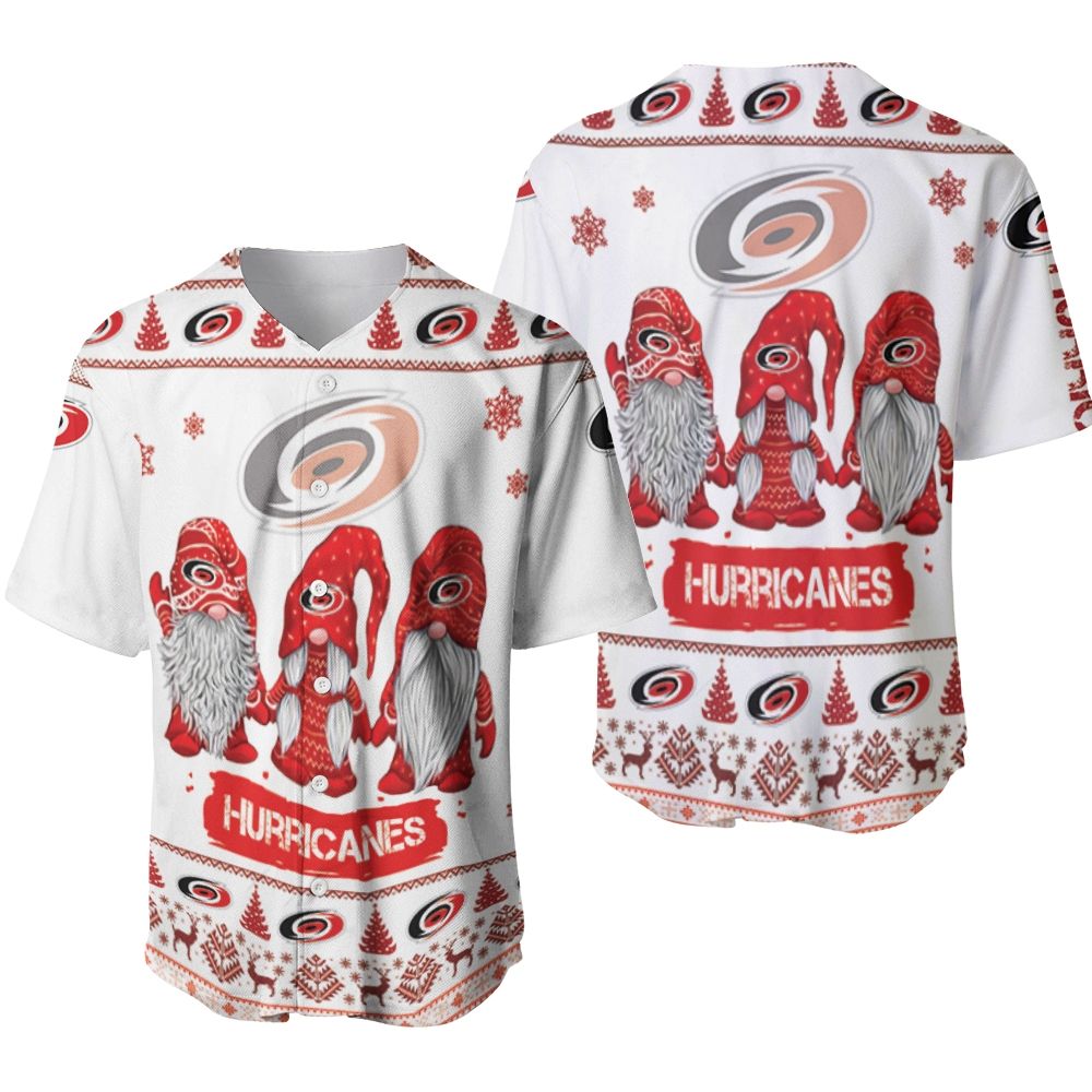 Christmas Gnomes Carolina Hurricanes Ugly Sweatshirt Christmas 3D Baseball Jersey