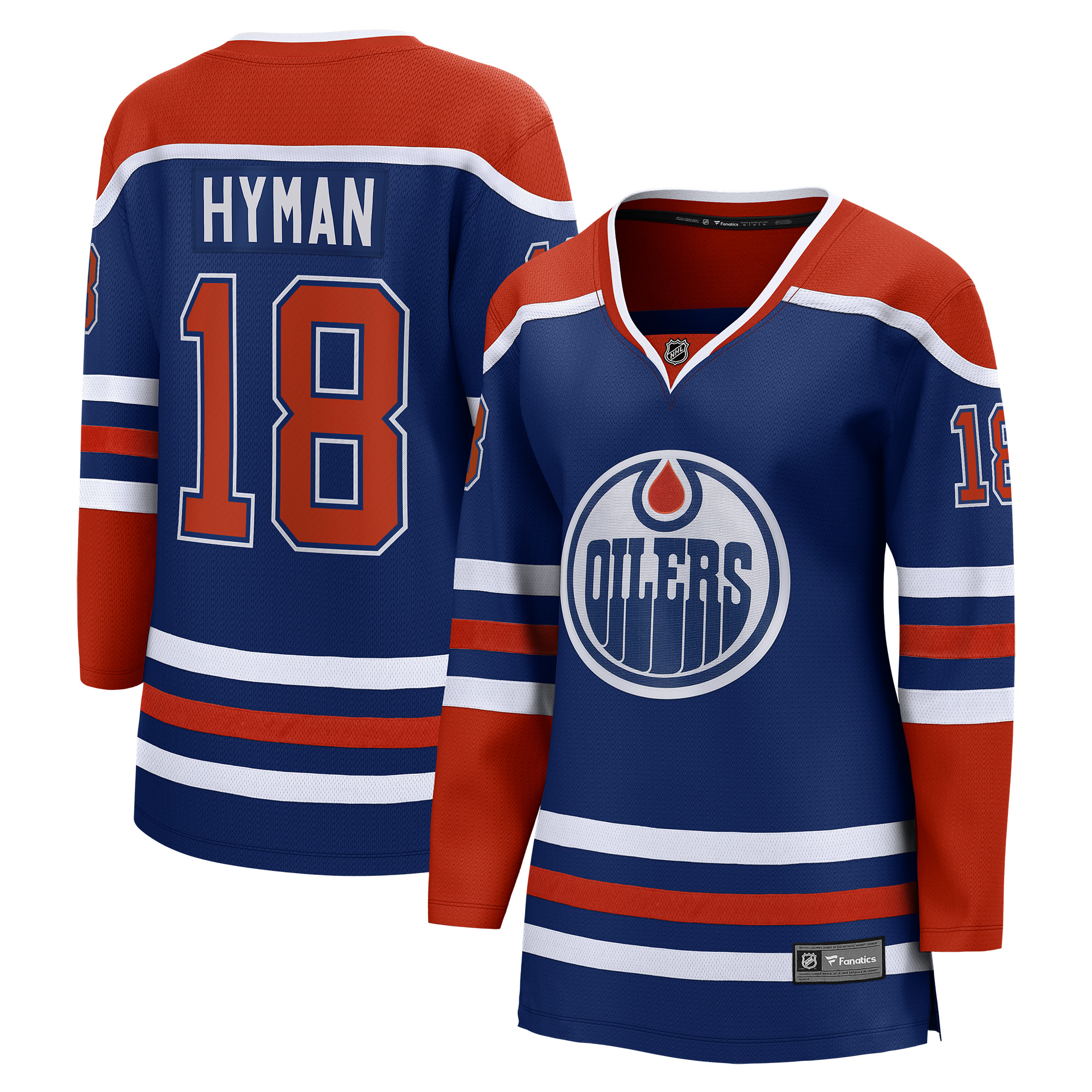 Women's Edmonton Oilers Zach Hyman Royal Home Breakaway Player Jersey