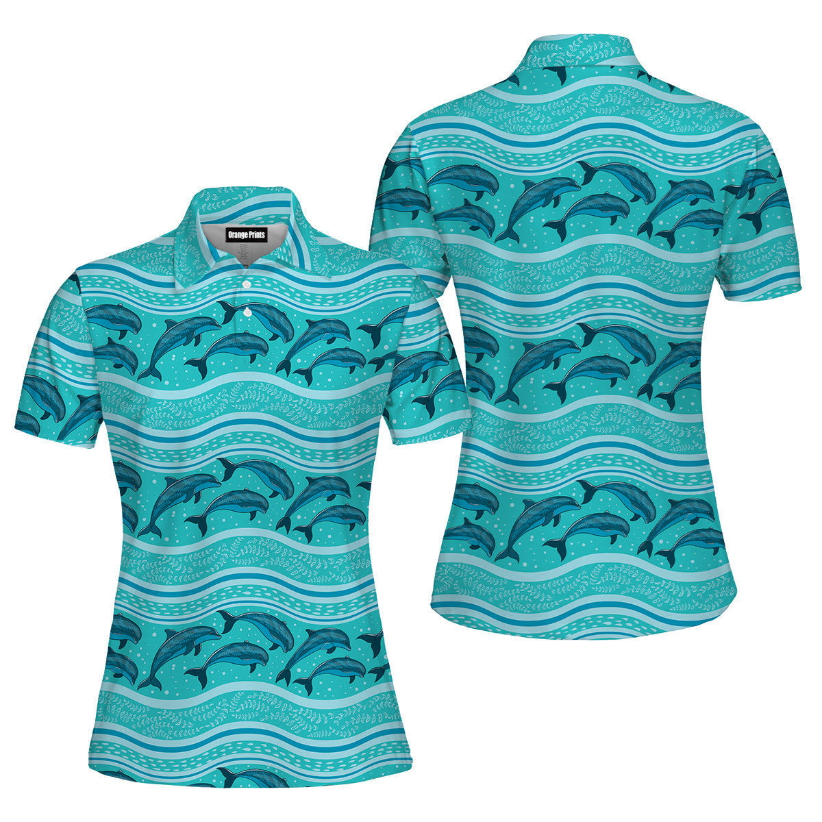 A Flock Of Dolphins In The Sea Pattern Polo Shirt | For Women | Po5381