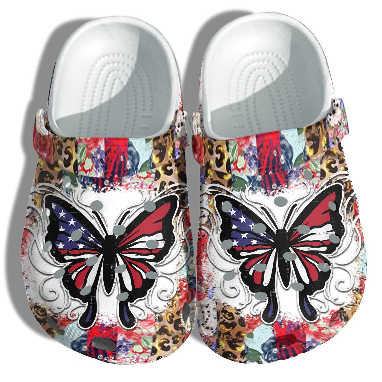 Colorful Butterfly 4Th Of July Shoes Gift Women – Twinkle Leopard Butterflies America Flag Shoes Birthday Gift