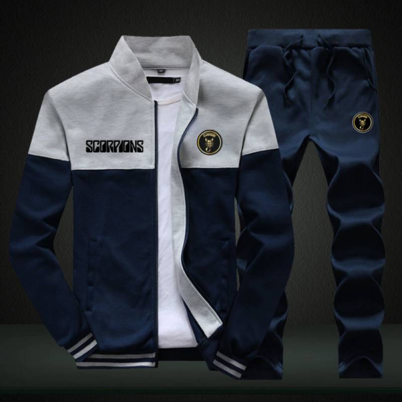 Scorpions Sweatshirt +Sweatpants Mens Clothing 2 Pieces Sets Slim Tracksuit