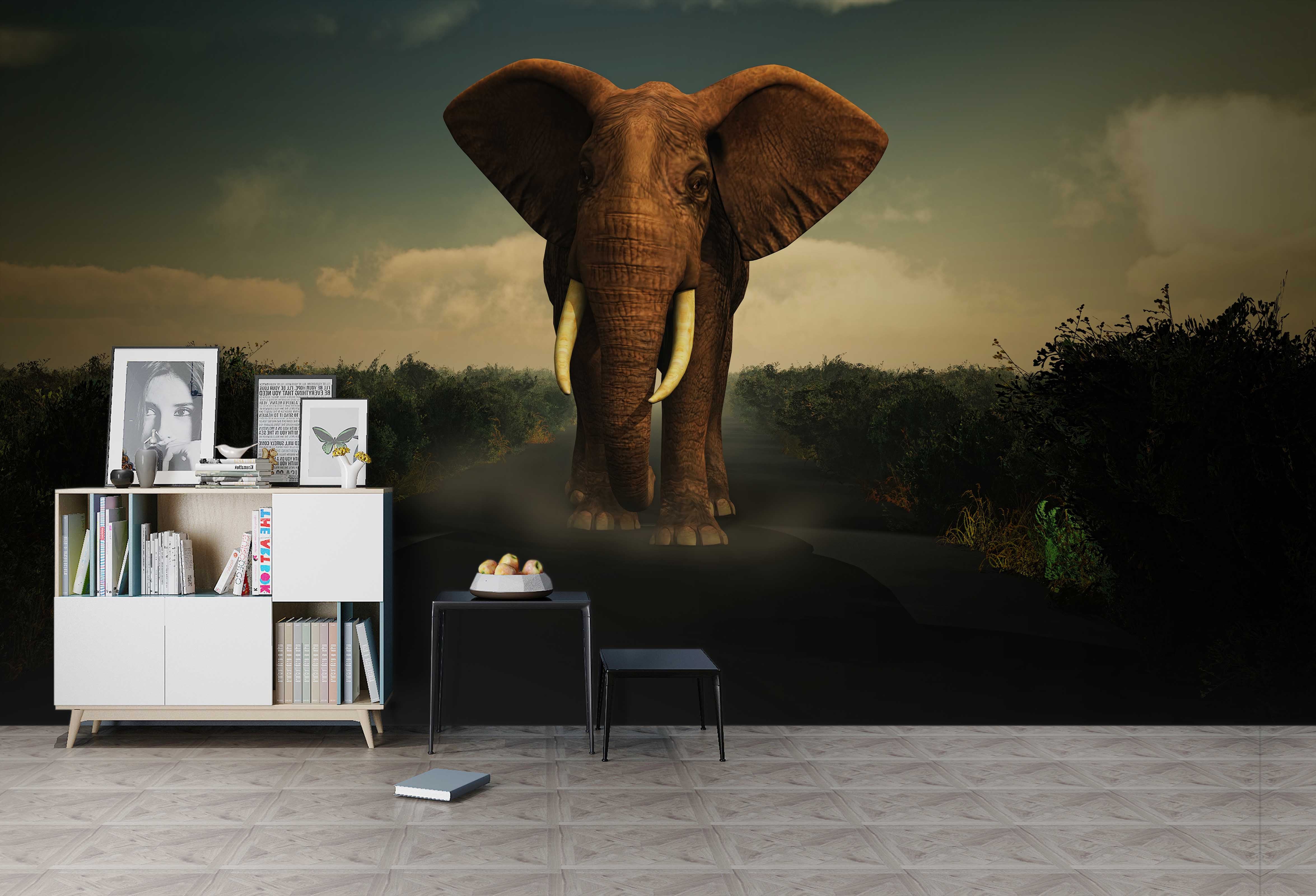 3D Elephant Forest Wall Mural Wallpaper A048 Lqh