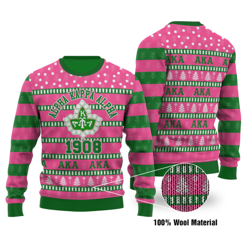 Alpha Kappa Alpha Pearls Symbol 1908 Aka Ugly Christmas Wool Sweater