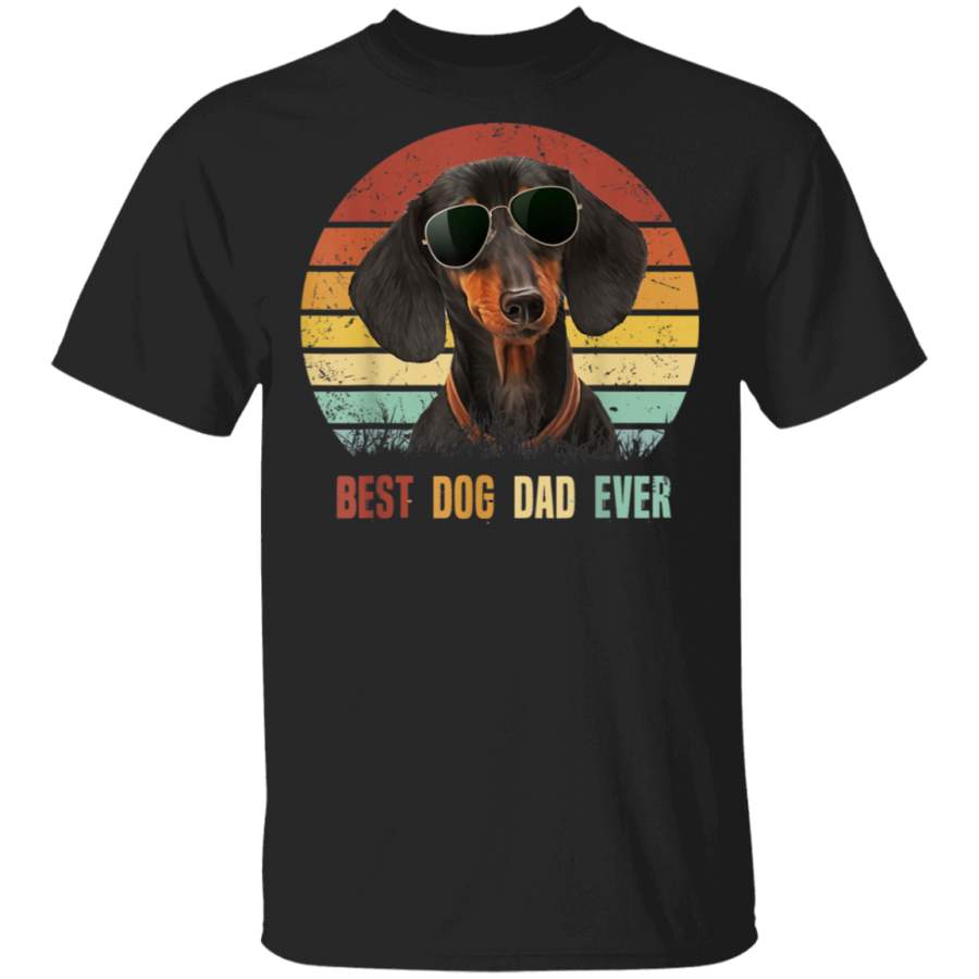 Mens Vintage Best Dog Dad Ever Dachshund Tshirt Fathers Day Gifts