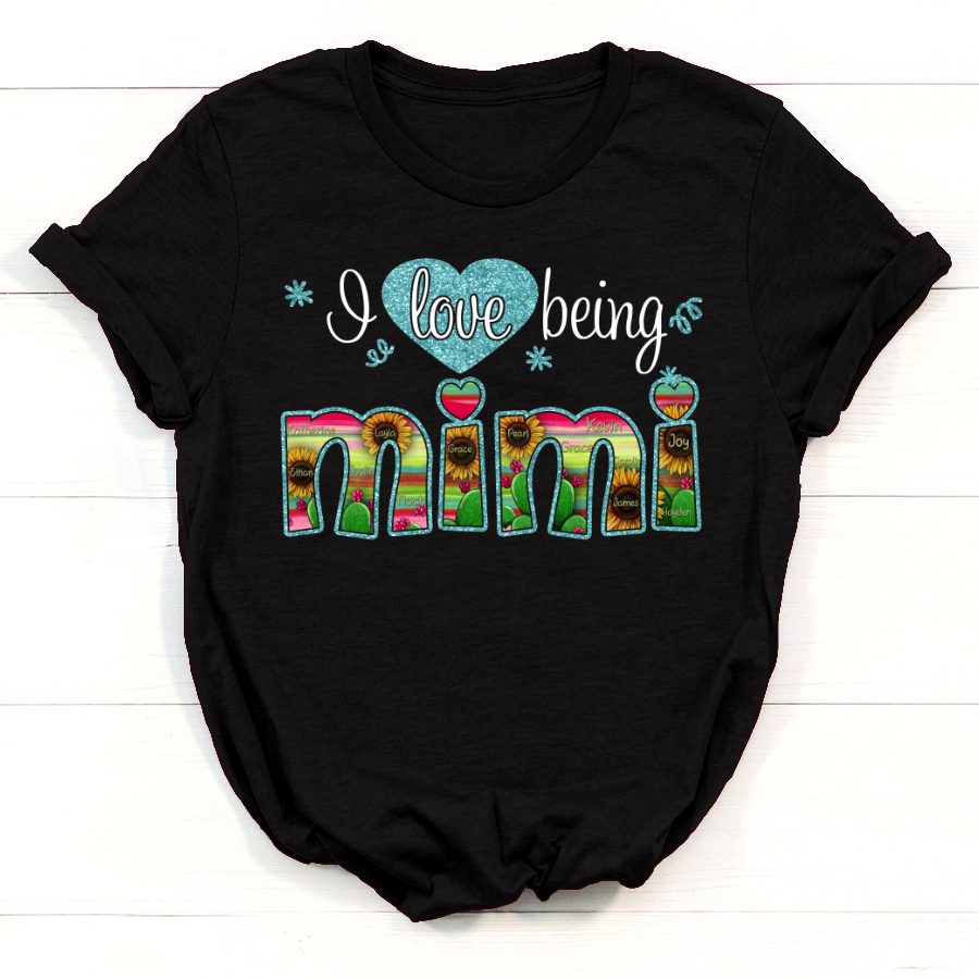 Personalized Grandma I Love Being Mimi Flower T-Shirt