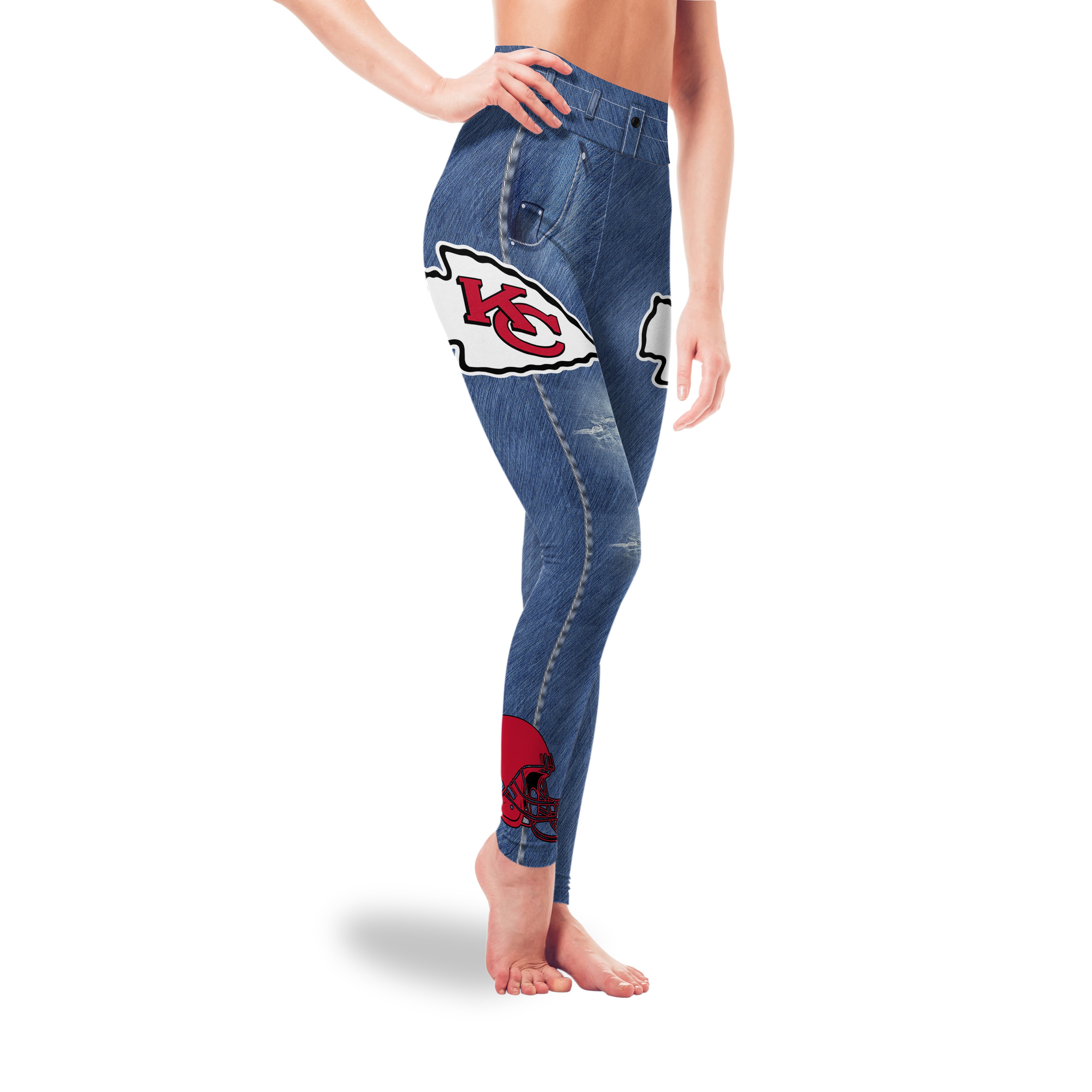 Amazing Blue Jeans Kansas City Chiefs Leggings Premium