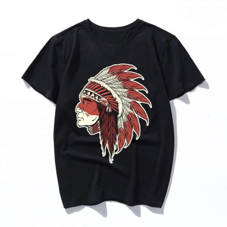 native indian chief Female Short Sleeve KPOP T-shirt Aesthetic High Quality Haut Femme Summer Top Tee Shirt Streetwear Cute Print Tshirts mens