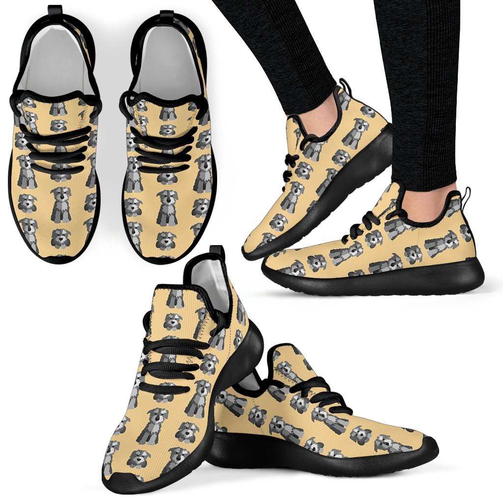 Schnauzer Dog Puppy Pattern Print Black Men Women Knit Sneaker