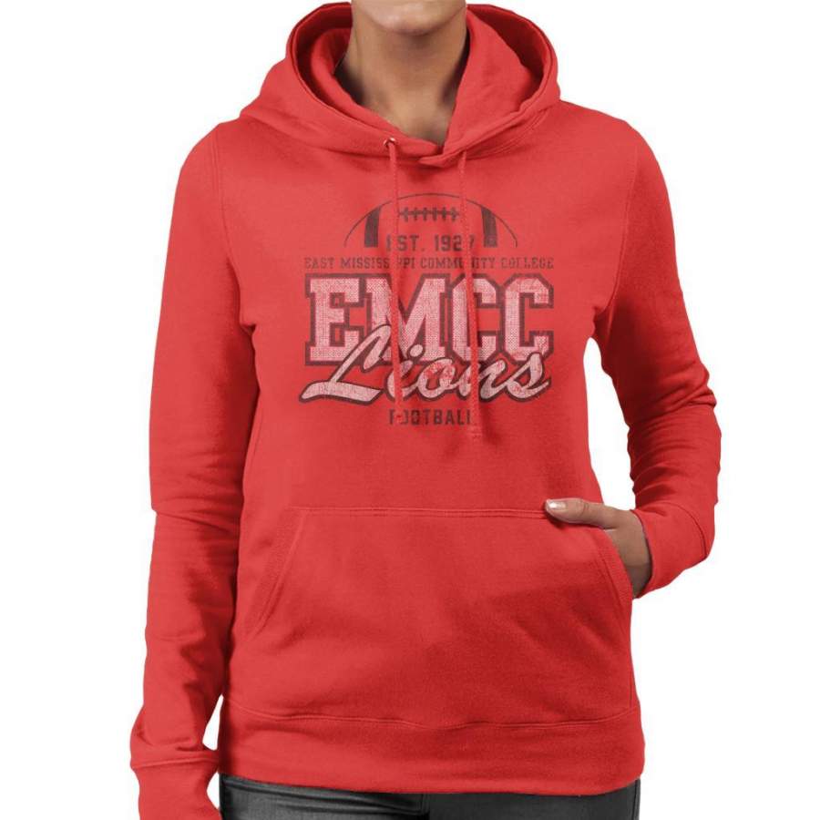 East Mississippi Community College Distressed Dark Lions Football Women’s Hooded Sweatshirt