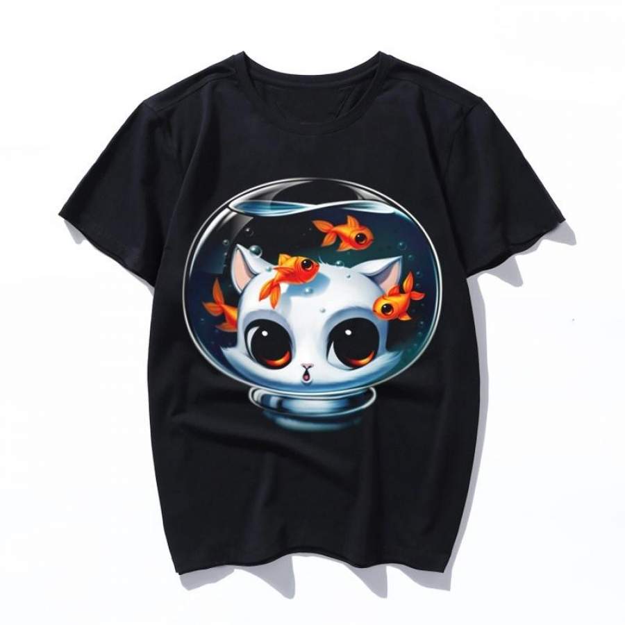 castronaut cat Women Summer Camiseta Mujer Kawaii Aesthetic Ulzzang Print Tops Harajuku Men T Shirt Casual Vogue Streetwear