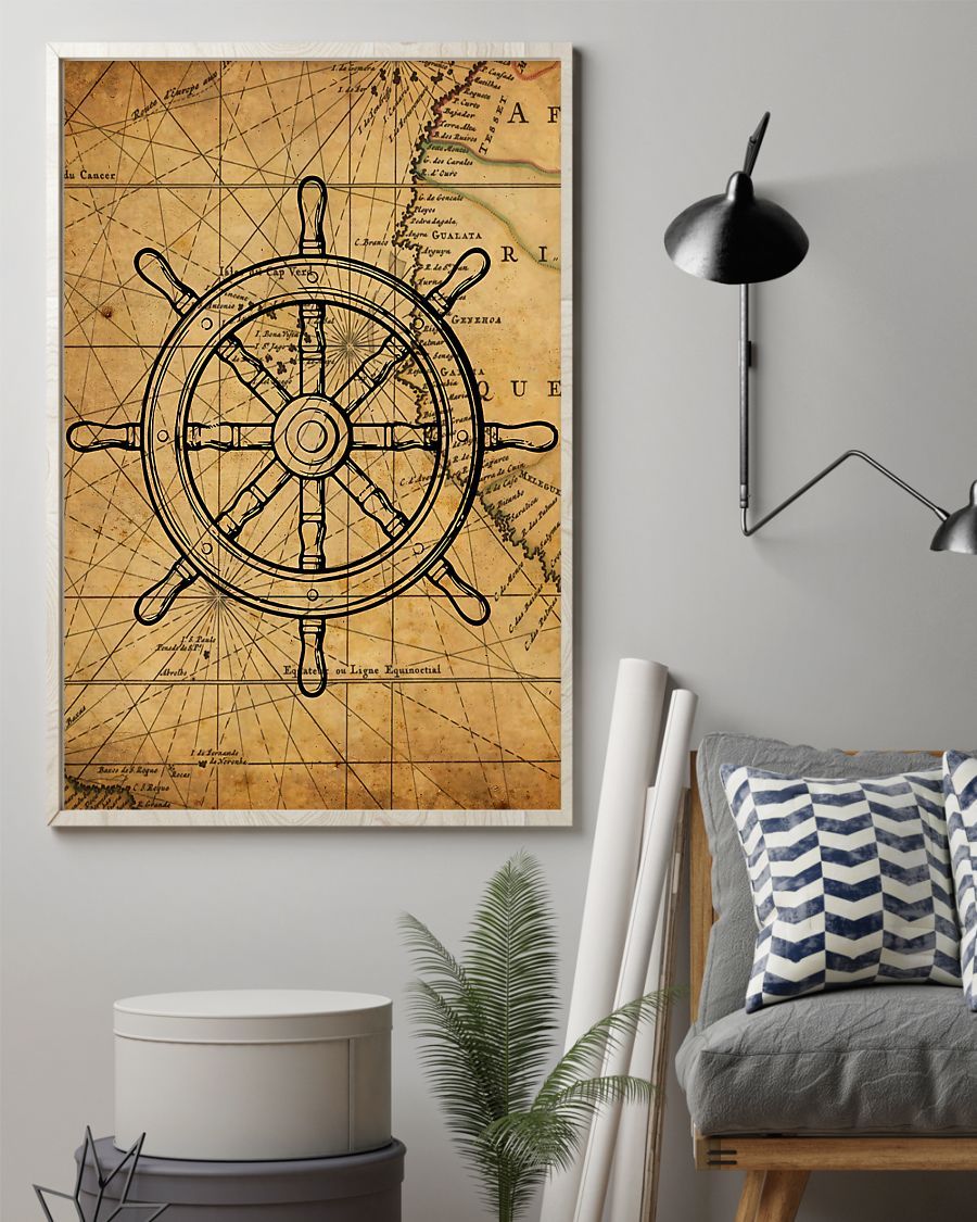 Professions Poster – Sailor Vintage Wheel Vertical Canvas And Poster | Wall Decor Visual Art