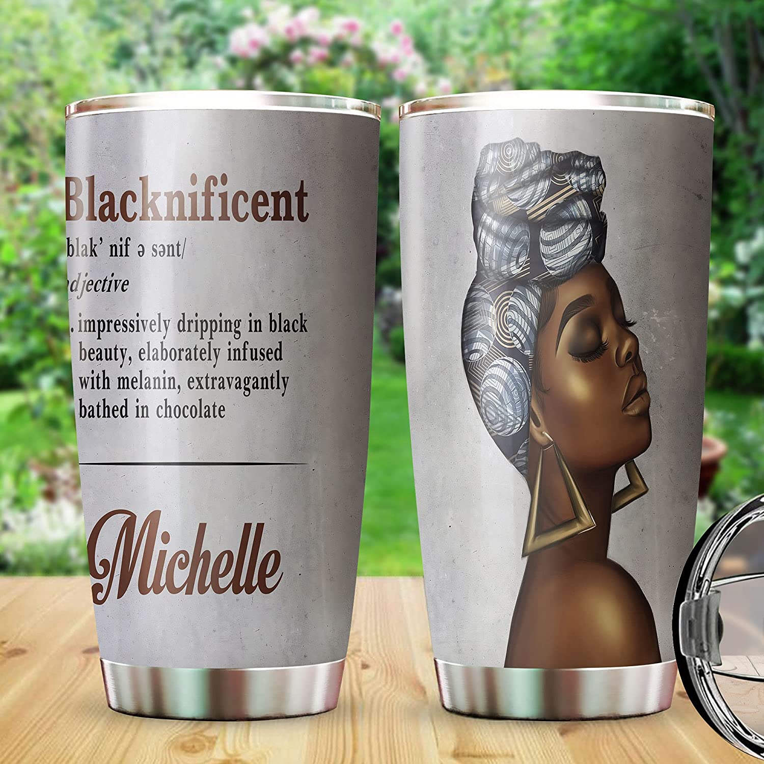 Black Beauty Personalized Stainless Steel Tumbler, Black Women, Melanin Afro Girl Gifts, Black Queen Tumbler, African American. Black Lady, Tumbler Design