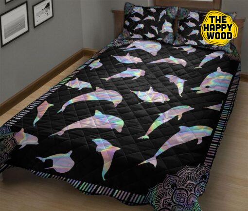 Awesome Dolphin Hologram Quilt Bed Set And Pillow Covers