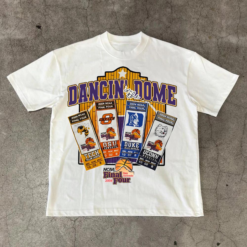 NCAA 2004 FINAL FOUR T-SHIRT – VINTAGE BASKETBALL STYLE, Georgia Tech, Oklahoma State, Duke, and UConn NCAA graphic tee 2004 San Antonio Unisex shirt