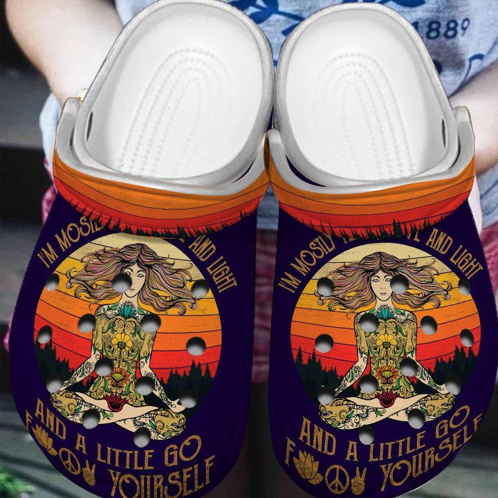 Happy Yoga With Woman Clogs Crocs Shoes Gift For