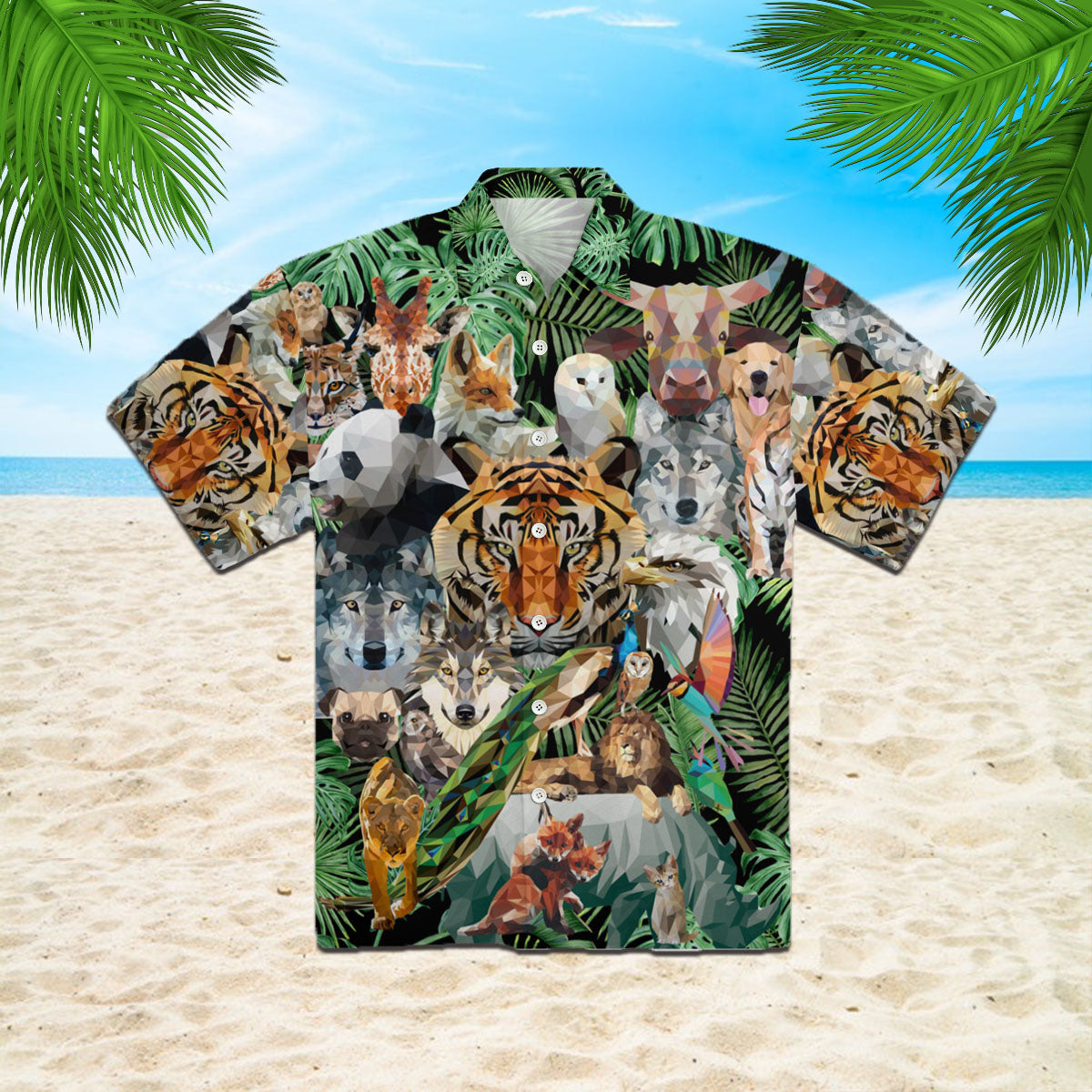 Oragontee Animal Geometric Tropical Hawaiian Shirt | For Men & Women | Adult | Wt1253