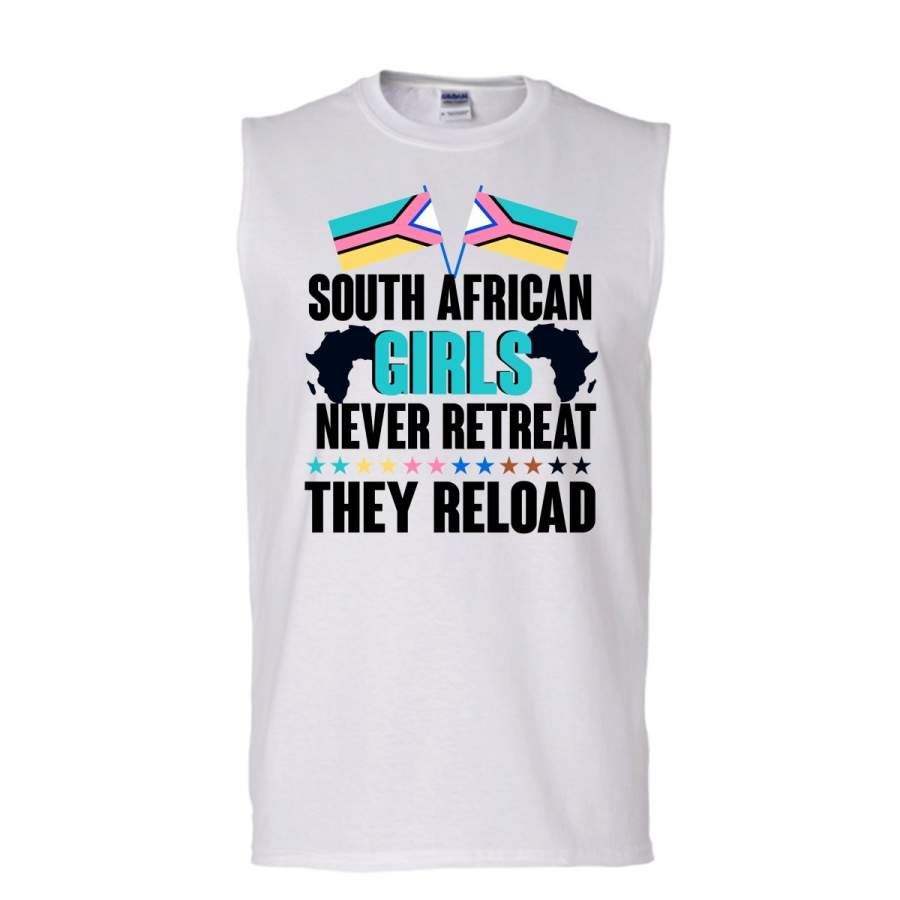 South African Girls Never Retreat T Shirt, Gift For Girls T Shirt, Awesome t-shirts (Men’s Cotton Sleeveless)