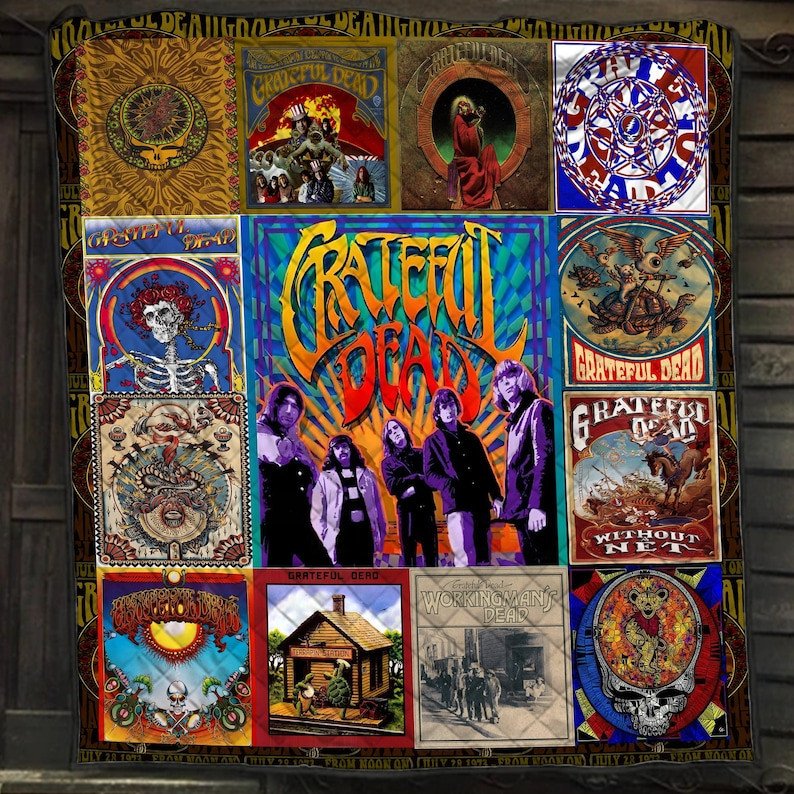 Grateful Dead Rock Band Albums Quilt Blanket,Gift For Grateful Dead Fans