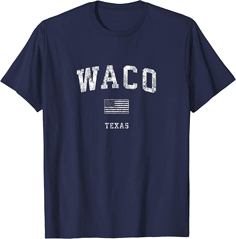 Waco Texas TX T-Shirt Vintage American Flag Tee