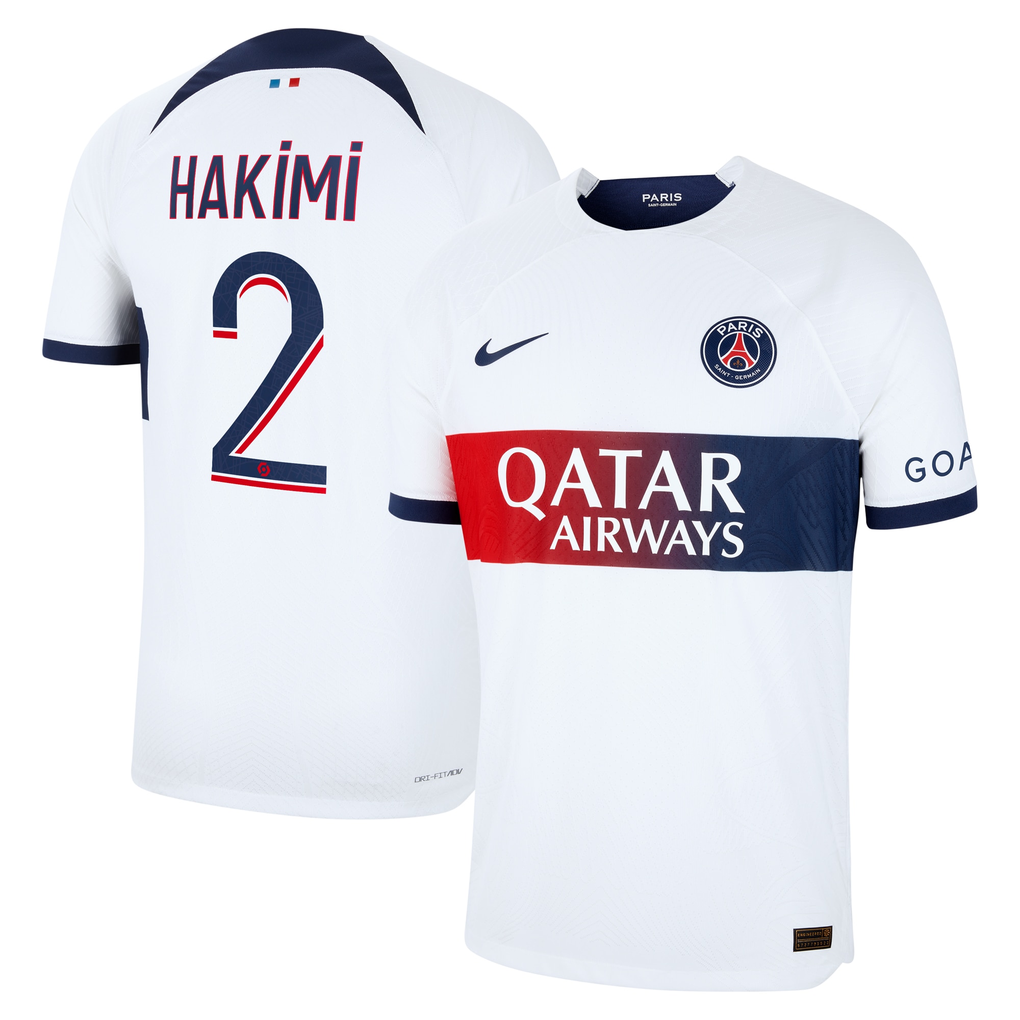 Achraf Hakimi Paris Saint-Germain 2023/24 Away Match Authentic Player Jersey – White