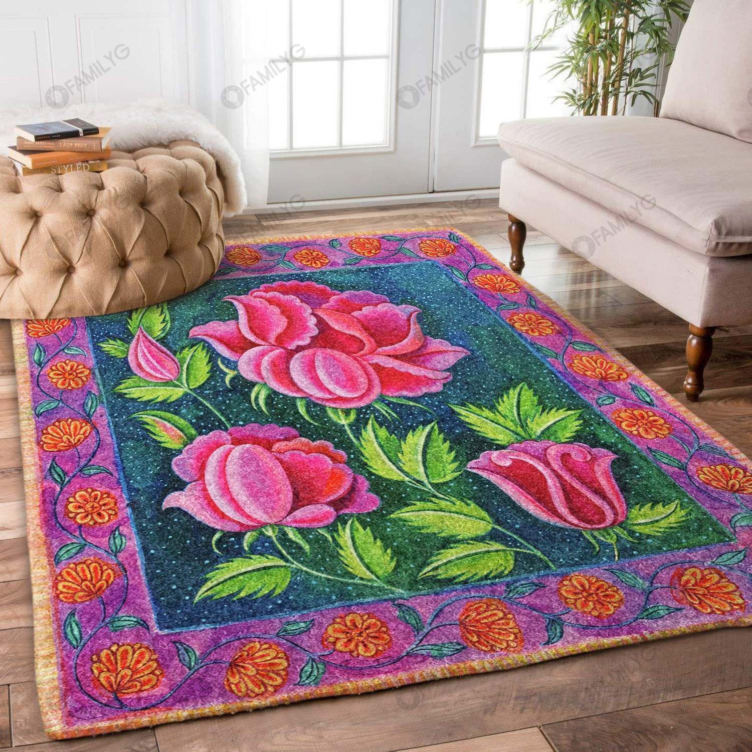 Pink Flowers Rug