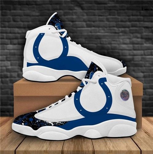 Women Indianapolis Colts Air Jordan 13 High Top Leather Sneakers 002