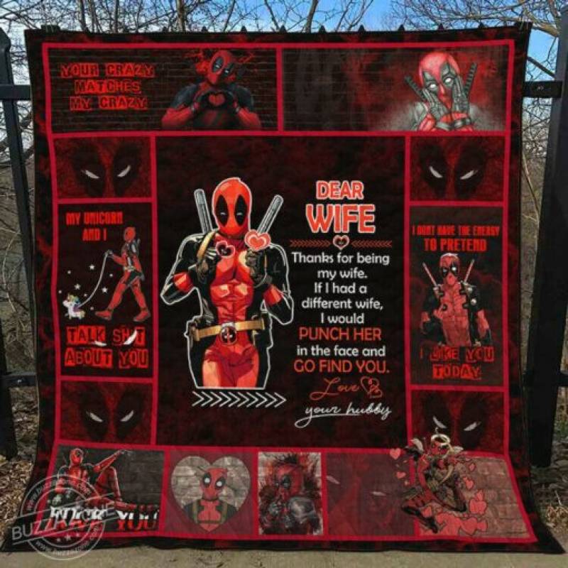 homesweetquilt – Blanket Deadpool Dear Wife Thanks For Being My Wife Funny Halloween Gift fleece blanket, hf2808