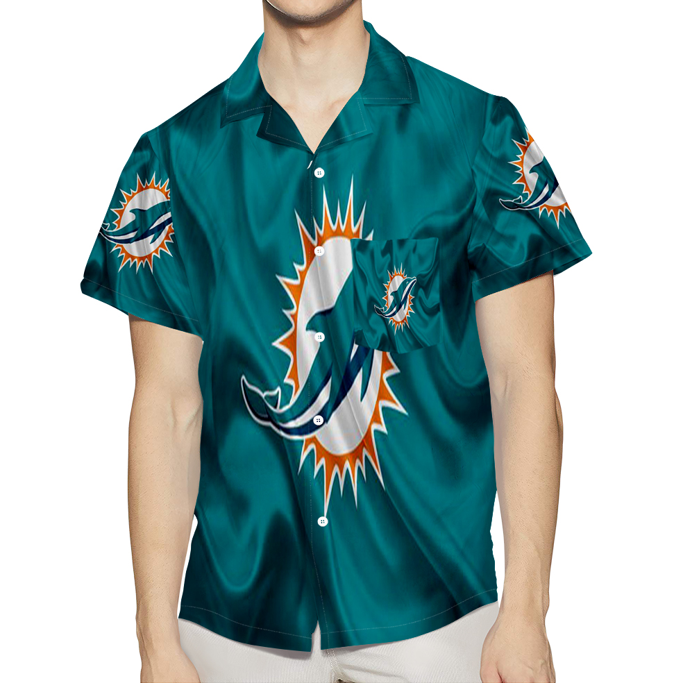 Miami Dolphins Logo 6 3D All Over Print Summer Beach Hawaiian Shirt With Pocket