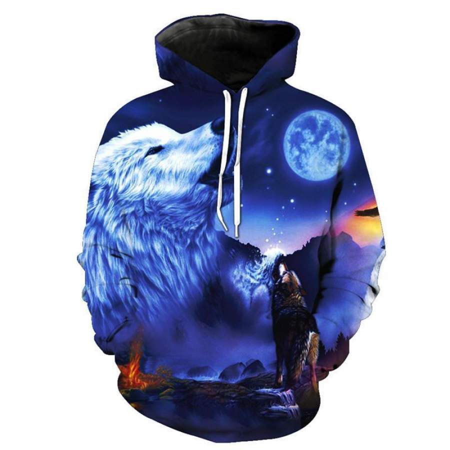 3D Animal Print Adult Hoody Sweatshirts Unisex Hip Hop Pullover