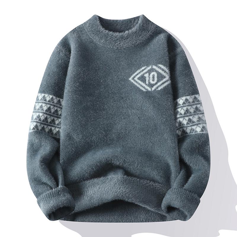 2022 Winter Harajuku Mink Cashmere Sweater Men Half Turtleneck Mens Sweaters Top Quality Pull Homme Thick Warm Pullover Men alx