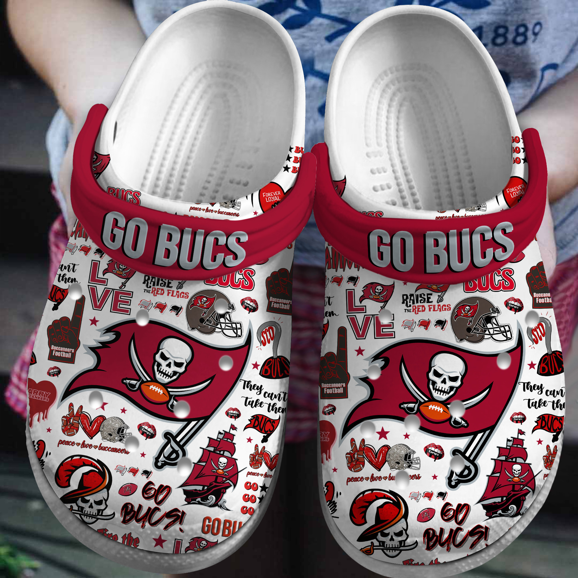 Tampa Bay Buccaneers NFL Sport Crocs Crocband Clogs Shoes Comfortable For Men Women and Kids 4