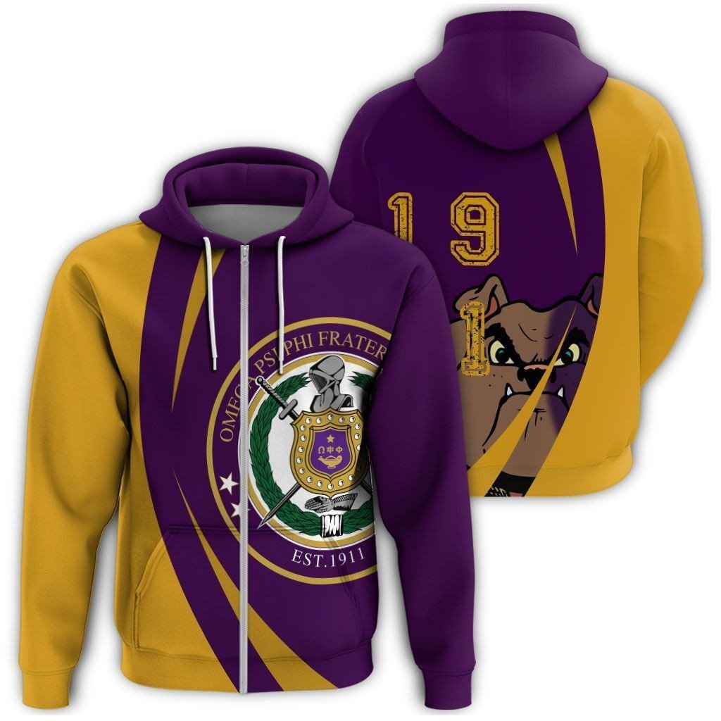 Fraternity Hoodie – Omega Psi Phi Bulldog Circle Zip Hoodie