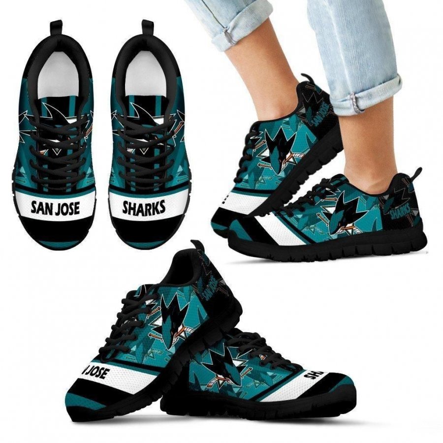 Three Impressing Point Of Logo San Jose Sharks Sneakers #546