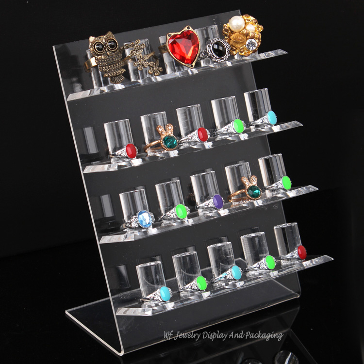 Acrylic High Quality 4-Layer Ring Display Stand 20-Rings Holders Ring Organizer Jewelry Display Rack Shelf Ring Bracket alx