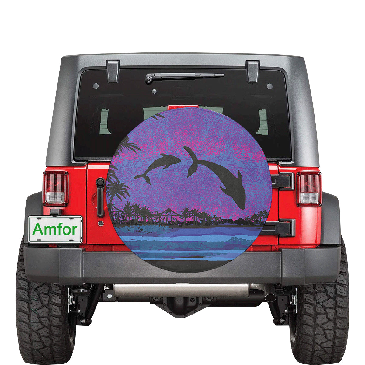 Dolphin Dance In Night Spare Tire Cover AH K5