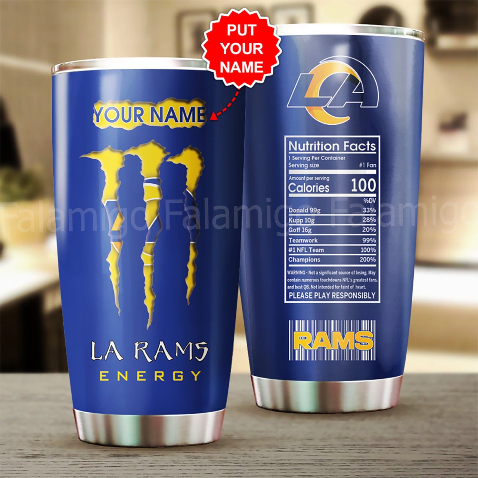 Personalized Los Angeles Rams Stainless Steel Tumbler – Tumbler 20oz