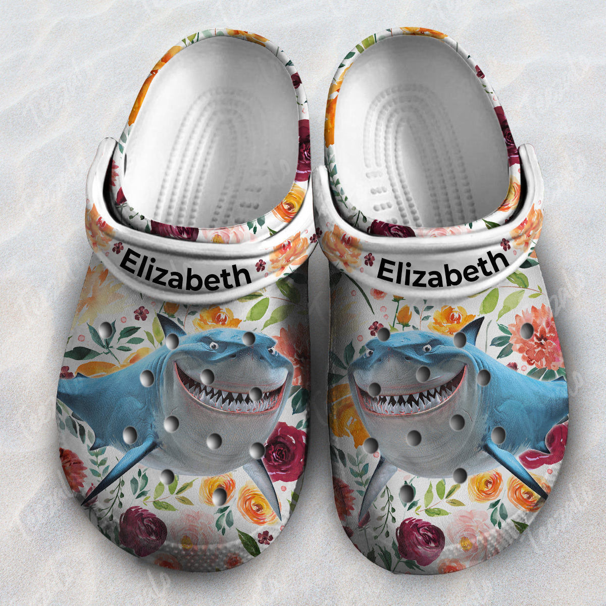 Shark Flower Clogs Shoes Gifts For Shark Lovers